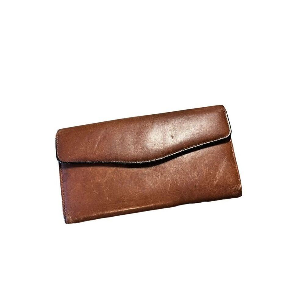 Buxton‎ Brown Leather Wallet Velvet Touch 7.25 x 4 Organizer Clutch Coin Purse